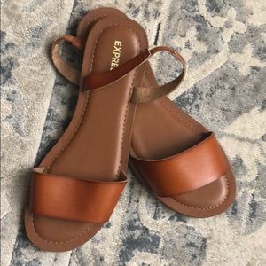Express beige slip on sandals size 8